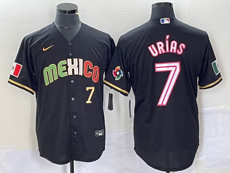 Men 2023 World Cub Mexico #7 Urias Black pink Nike MLB Jersey27